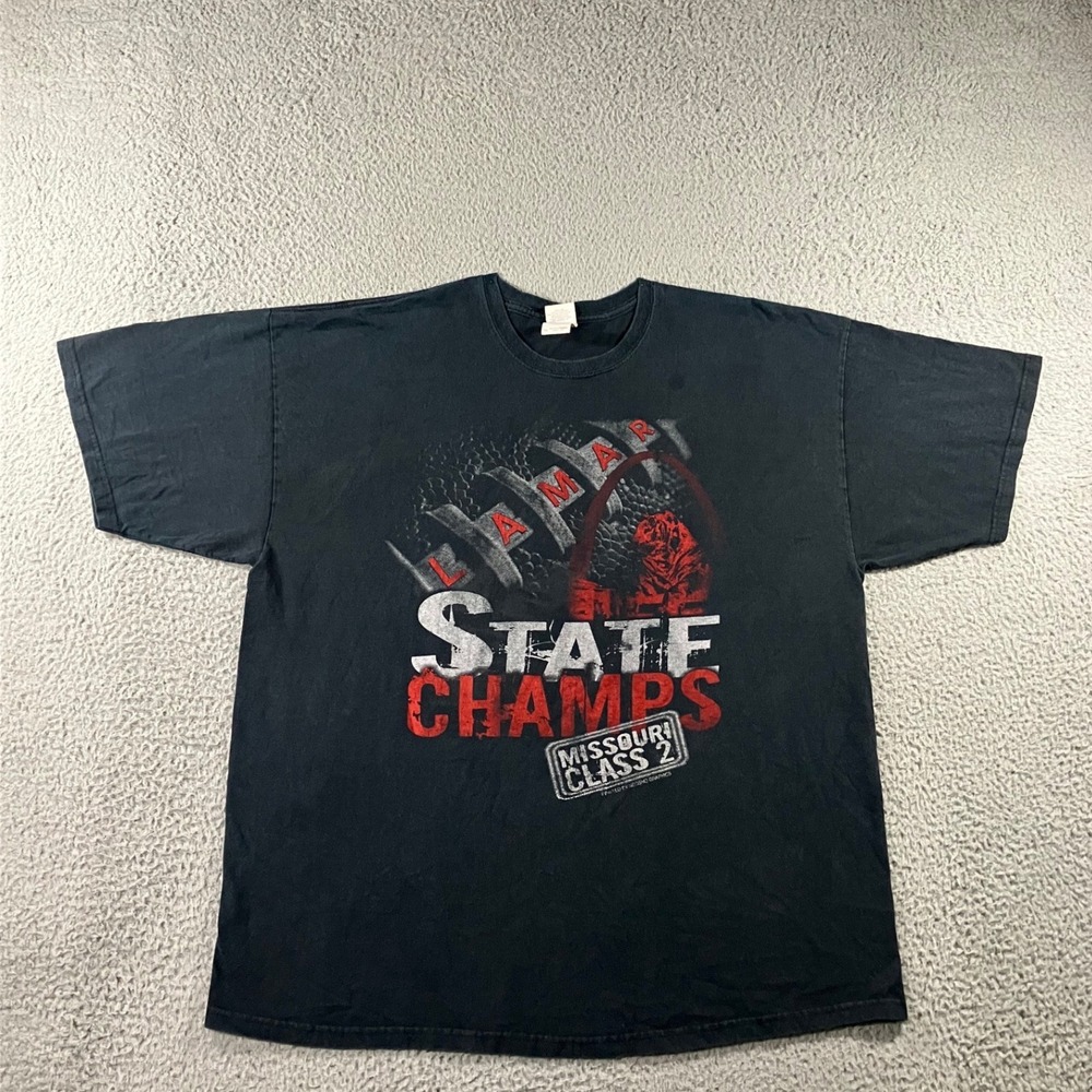 Retro Gildan T-Shirt Men 2XL Lamar State Champs Missouri Class 2 Football Grunge